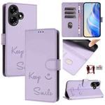 For Infinix Hot 30 4G Smile Embossing RFID Leather Phone Case(Light Purple)