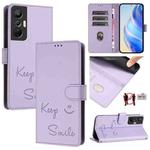 For Infinix Hot 20S / Hot 20 Pro Smile Embossing RFID Leather Phone Case(Light Purple)