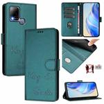 For Infinix Hot 10T / 10S Smile Embossing RFID Leather Phone Case(Peacock Green)