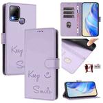 For Infinix Hot 10T / 10S Smile Embossing RFID Leather Phone Case(Light Purple)