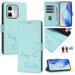 For Infinix Hot 50i 5G / Smart 9 4G Smile Embossing RFID Leather Phone Case(Mint Green)