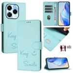 For Infinix Note 40X 5G Smile Embossing RFID Leather Phone Case(Mint Green)