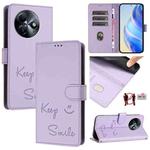 For itel S24 Smile Embossing RFID Leather Phone Case(Light Purple)