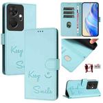 For itel P55+ Smile Embossing RFID Leather Phone Case(Mint Green)