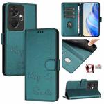 For itel P55+ Smile Embossing RFID Leather Phone Case(Peacock Green)