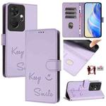 For itel P55+ Smile Embossing RFID Leather Phone Case(Light Purple)