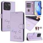 For itel A60 / A60s Smile Embossing RFID Leather Phone Case(Light Purple)