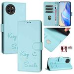 For itel S23 S665L Smile Embossing RFID Leather Phone Case(Mint Green)