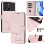 For itel P40 Smile Embossing RFID Leather Phone Case(Pink)