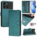 For itel P40 Smile Embossing RFID Leather Phone Case(Peacock Green)