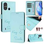 For itel A58 / A49 Smile Embossing RFID Leather Phone Case(Mint Green)