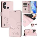 For itel A58 / A49 Smile Embossing RFID Leather Phone Case(Pink)