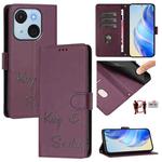 For itel A50C Smile Embossing RFID Leather Phone Case(Violet)