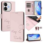 For itel A80 4G Smile Embossing RFID Leather Phone Case(Pink)