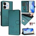 For itel A80 4G Smile Embossing RFID Leather Phone Case(Peacock Green)