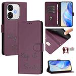 For itel A80 4G Smile Embossing RFID Leather Phone Case(Violet)