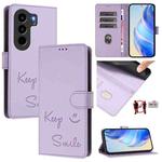 For itel Power 70 Smile Embossing RFID Leather Phone Case(Light Purple)