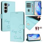 For itel A95 5G Smile Embossing RFID Leather Phone Case(Mint Green)