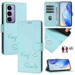 For itel City 100 Smile Embossing RFID Leather Phone Case(Mint Green)