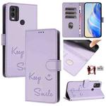 For Nokia C22 Smile Embossing RFID Leather Phone Case(Light Purple)