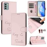 For Nokia G22 Smile Embossing RFID Leather Phone Case(Pink)