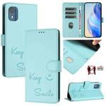 For Nokia C02 Smile Embossing RFID Leather Phone Case(Mint Green)