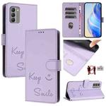 For Nokia G400 Smile Embossing RFID Leather Phone Case(Light Purple)