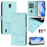 For Nokia C01 Plus / C1 2nd Edition Smile Embossing RFID Leather Phone Case(Mint Green)