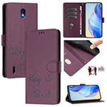 For Nokia C01 Plus / C1 2nd Edition Smile Embossing RFID Leather Phone Case(Violet)