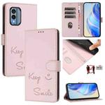 For Nokia X30 5G Smile Embossing RFID Leather Phone Case(Pink)