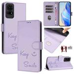 For TCL 50 LE 5G Smile Embossing RFID Leather Phone Case(Light Purple)