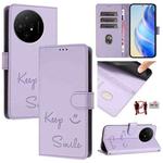 For TCL 50 XL 5G Smile Embossing RFID Leather Phone Case(Light Purple)