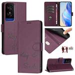 For TCL 50 5G Smile Embossing RFID Leather Phone Case(Violet)