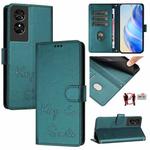 For TCL 50 SE Smile Embossing RFID Leather Phone Case(Peacock Green)