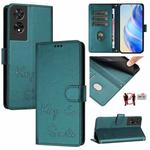 For TCL 505 Smile Embossing RFID Leather Phone Case(Peacock Green)