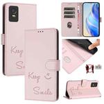 For TCL 403 Smile Embossing RFID Leather Phone Case(Pink)