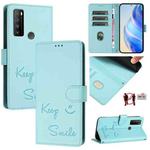 For TCL 30 XL T701DL Smile Embossing RFID Leather Phone Case(Mint Green)