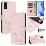 For TCL 30T T603DL Smile Embossing RFID Leather Phone Case(Pink)