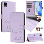 For TCL 30Z T602DL Smile Embossing RFID Leather Phone Case(Light Purple)