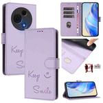 For TCL 60 NxtPaper Smile Embossing RFID Leather Phone Case(Light Purple)
