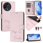 For TCL 605 / 60 SE Smile Embossing RFID Leather Phone Case(Pink)