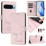 For Google Pixel 9 / Pixel 9 Pro Smile Embossing RFID Leather Phone Case(Pink)