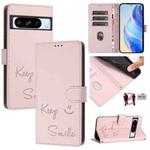 For Google Pixel 8 Pro Smile Embossing RFID Leather Phone Case(Pink)