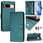 For Google Pixel 8 Smile Embossing RFID Leather Phone Case(Peacock Green)