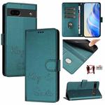 For Google Pixel 6a Smile Embossing RFID Leather Phone Case(Peacock Green)