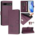 For Google Pixel 6a Smile Embossing RFID Leather Phone Case(Violet)