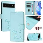 For Google Pixel 6 Smile Embossing RFID Leather Phone Case(Mint Green)