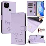 For Google Pixel 5a Smile Embossing RFID Leather Phone Case(Light Purple)