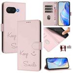 For Google Pixel 9a Smile Embossing RFID Leather Phone Case(Pink)