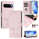 For Google Pixel 10 Pro XL 5G Global Smile Embossing RFID Leather Phone Case(Pink)